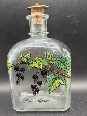 Holmegaard Ribes Nigrum L. Black Currant Berry Danish Glass Decanter Bottle, Lid